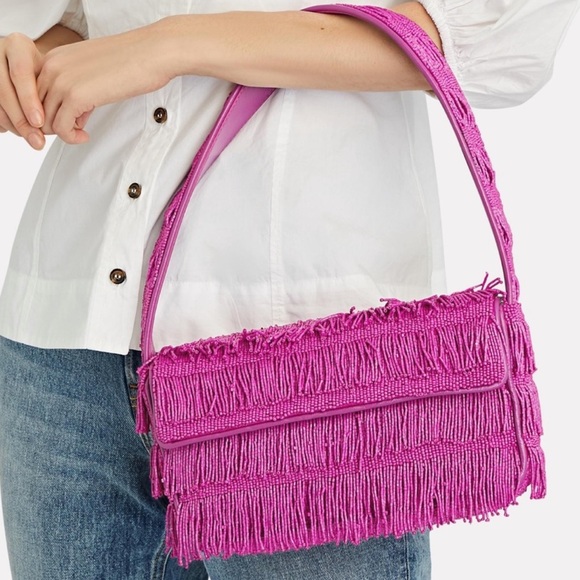 NWOT STAUD Tommy Beaded Fringe Shoulder Bag - Sold Out everywhere! - Picture 2 of 5